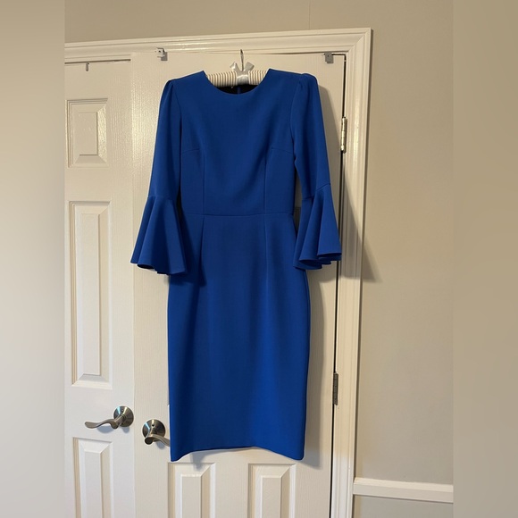 The Pretty Dress Company Gia Cobalt Fluted Sleeve Pencil Dress - Picture 2 of 7